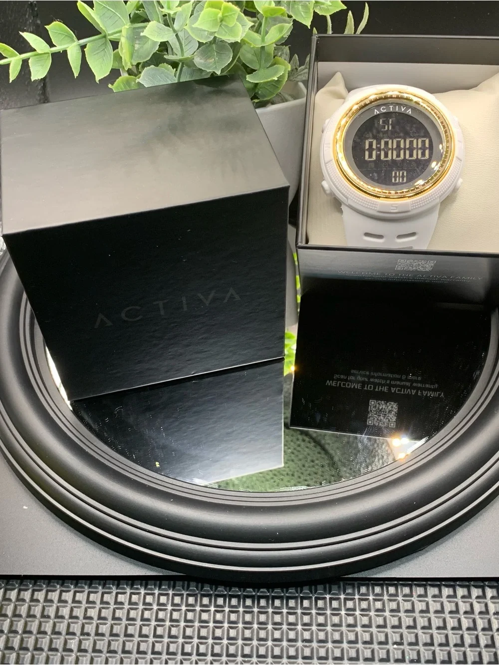Ativa White and Gold Round Digital Sports Watch with Silicone Band